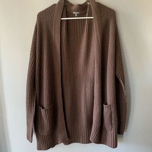 Brown Knit Sweater with Pockets Charlotte Russe